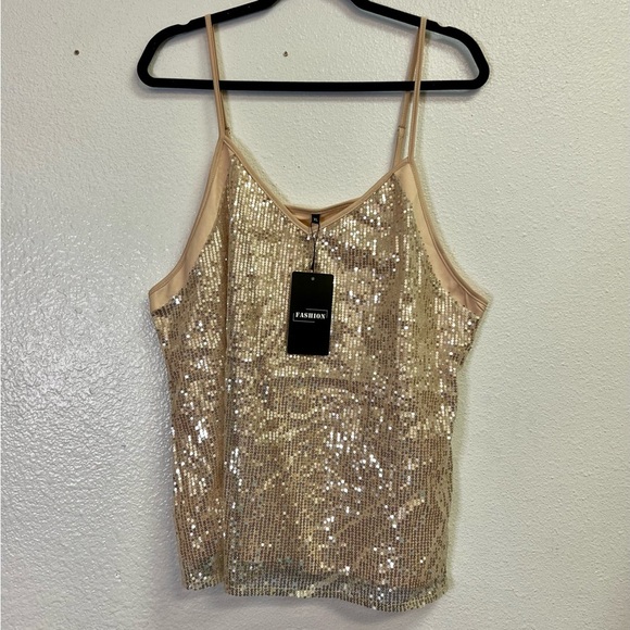 Women's Sequin Tank Top V Neck Sparkle Top Sparkly Glitter Party Halter Top - Picture 1 of 4
